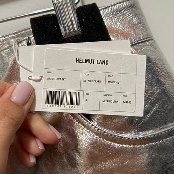 NWT Helmut Lang Mirror 5 Pocket Skirt | US 4 | Metallic Silver - Picture 6 of 6